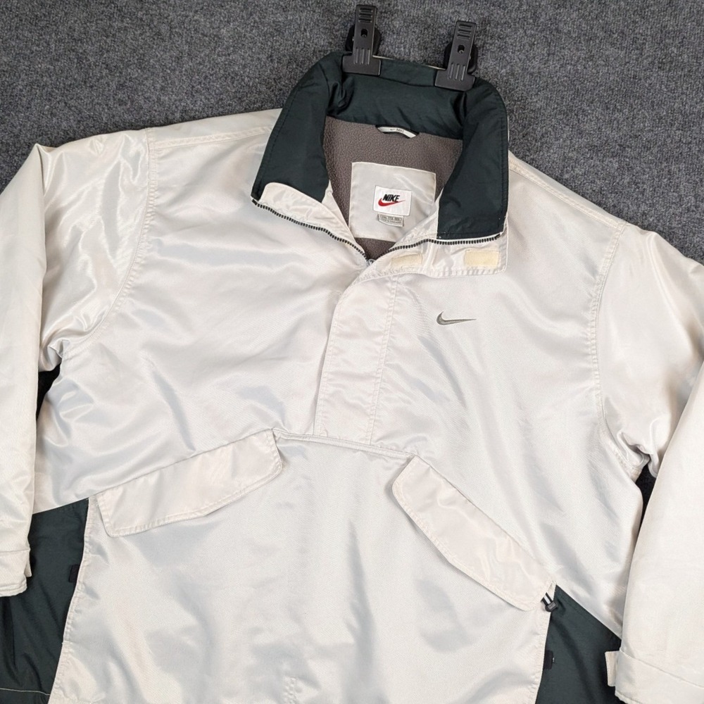 Nike Vintage Half Zip Pullover Jacket Silver Green XXL Swoosh Windbreaker